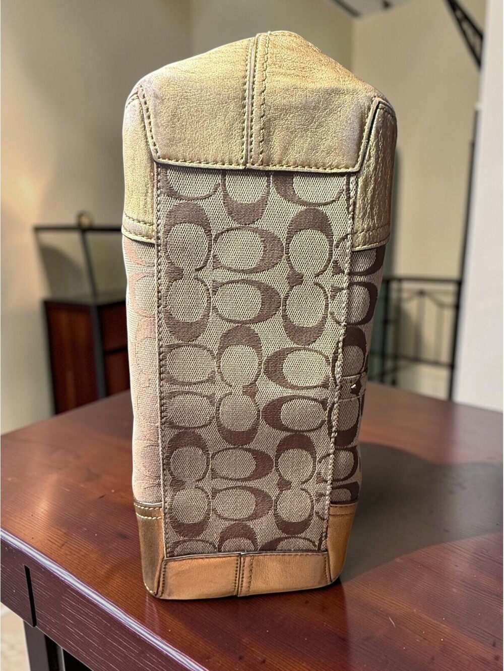 Coach Bleecker Signature Tote 12369 Khaki Gold Tattersall Y2K 2008 - Picture 13 of 13